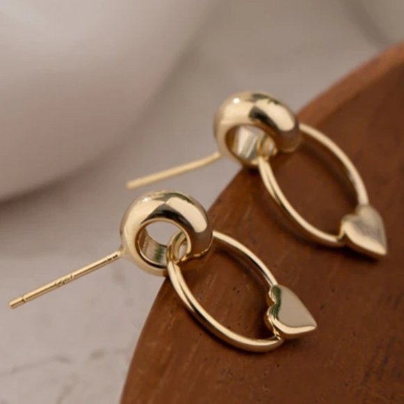 Jewelry - New 18k Gold Plated Circle Heart Earrings